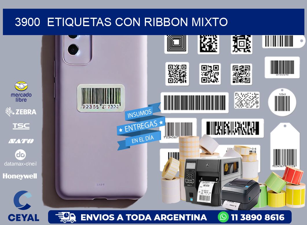 3900  ETIQUETAS CON RIBBON MIXTO