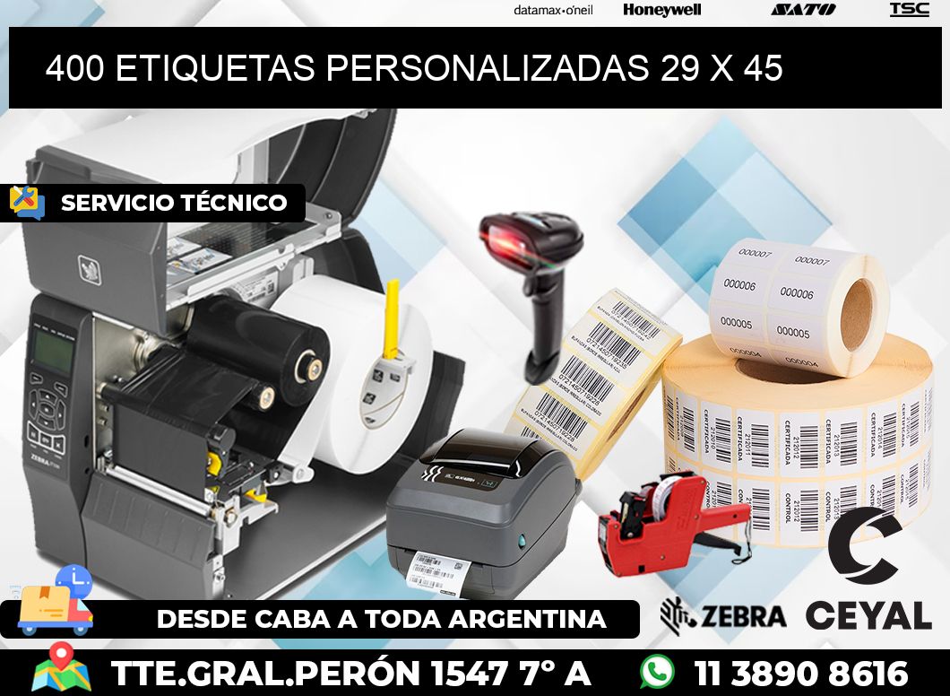 400 ETIQUETAS PERSONALIZADAS 29 x 45