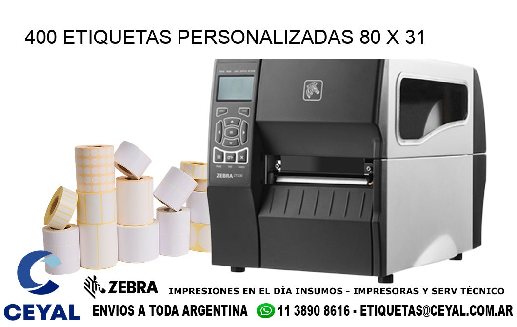 400 ETIQUETAS PERSONALIZADAS 80 x 31