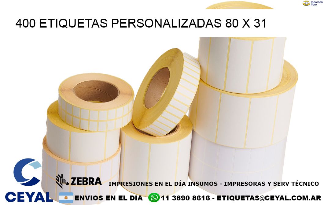 400 ETIQUETAS PERSONALIZADAS 80 x 31