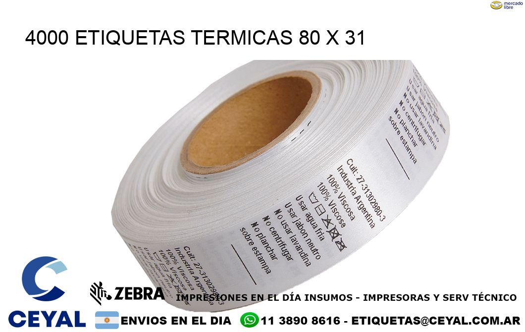 4000 ETIQUETAS TERMICAS 80 x 31