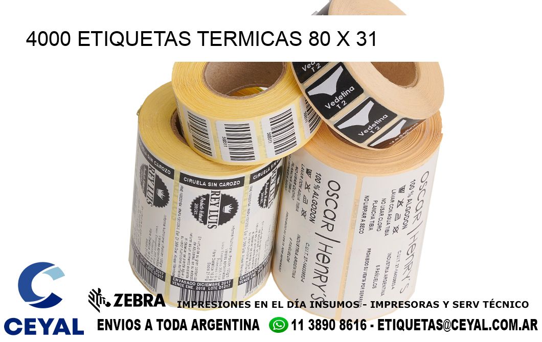 4000 ETIQUETAS TERMICAS 80 x 31