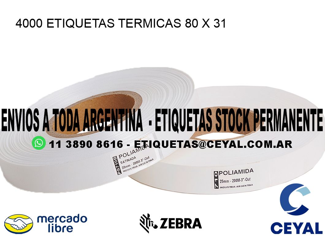 4000 ETIQUETAS TERMICAS 80 x 31