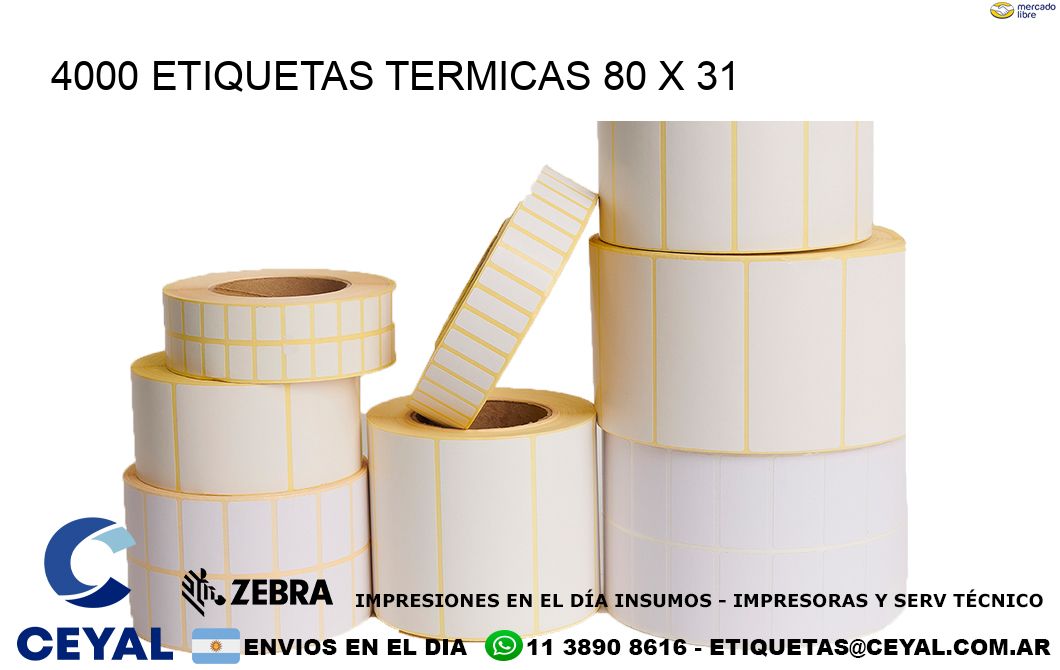 4000 ETIQUETAS TERMICAS 80 x 31