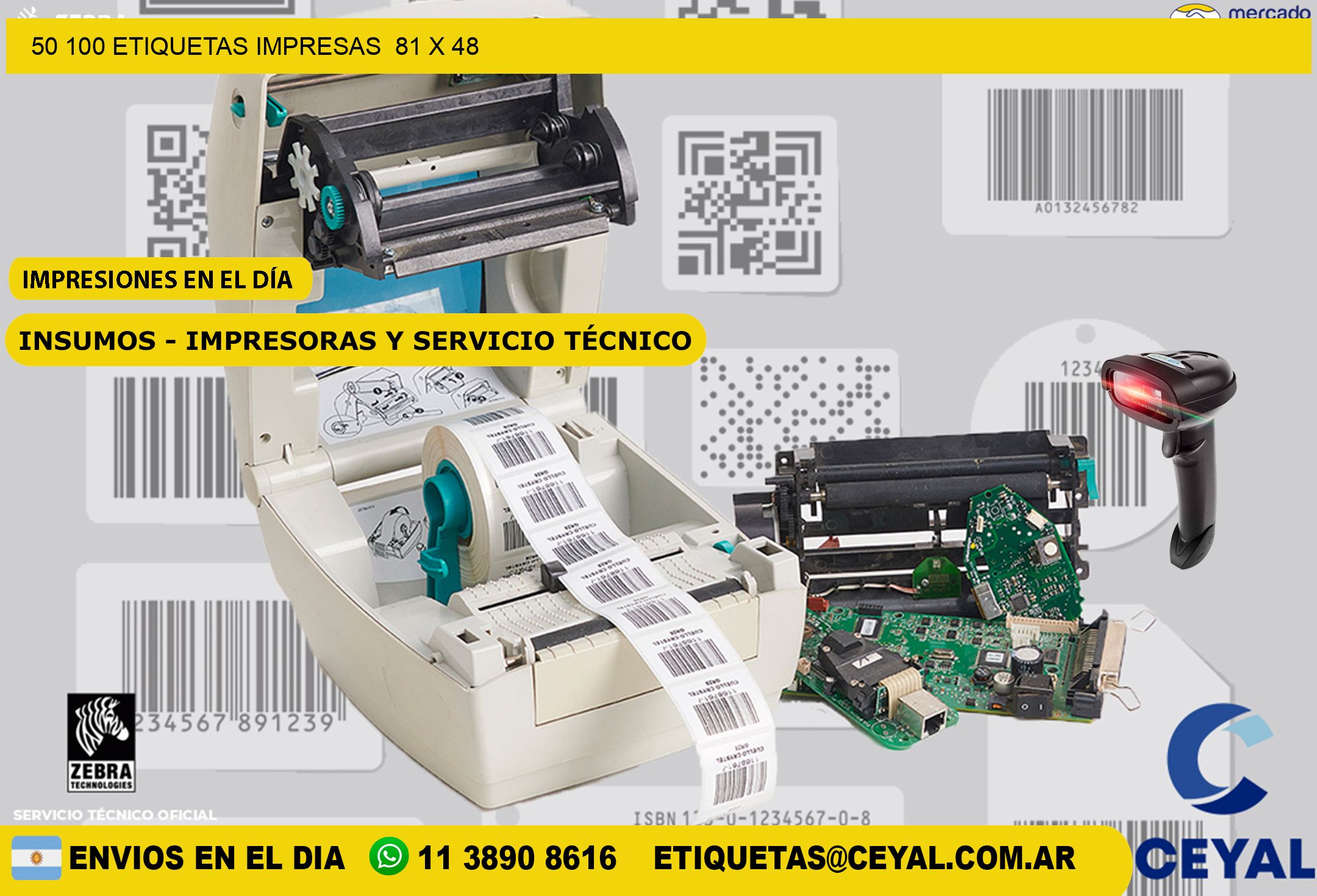 50 100 ETIQUETAS IMPRESAS  81 x 48