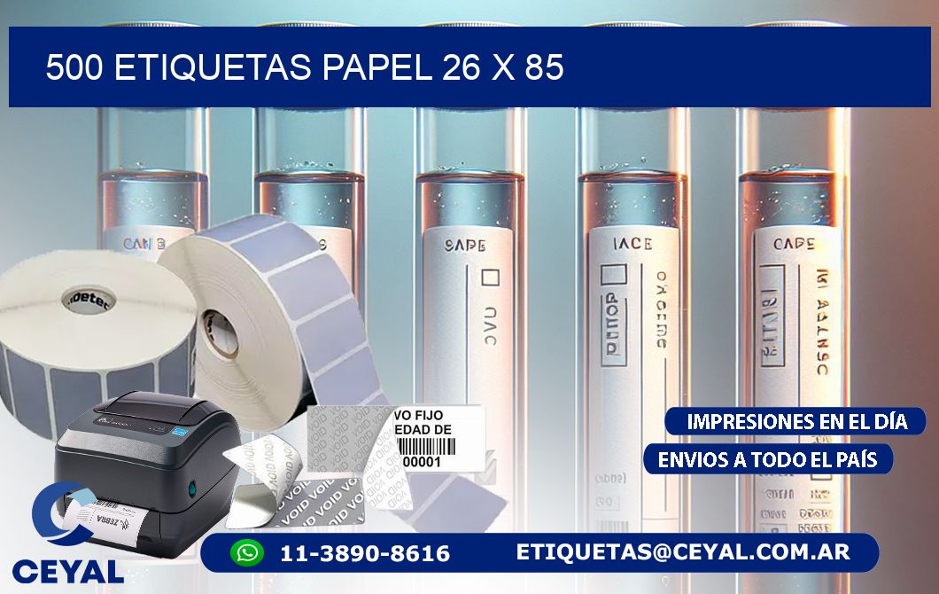 500 ETIQUETAS PAPEL 26 x 85