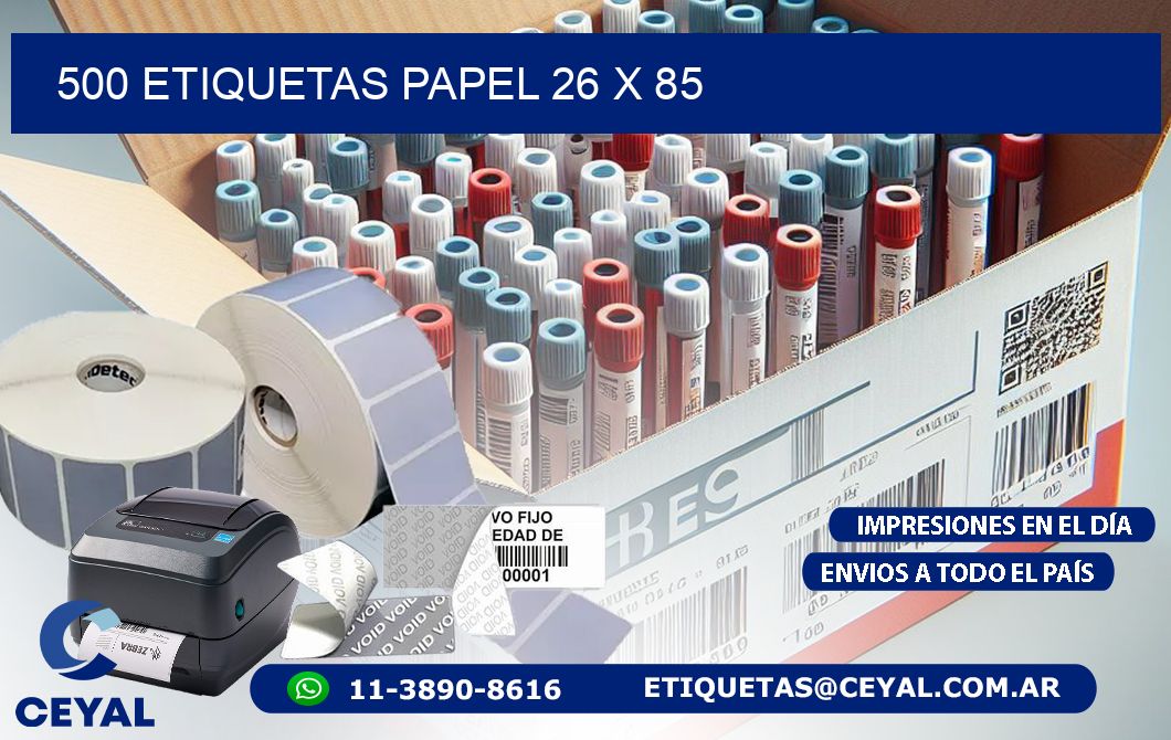 500 ETIQUETAS PAPEL 26 x 85