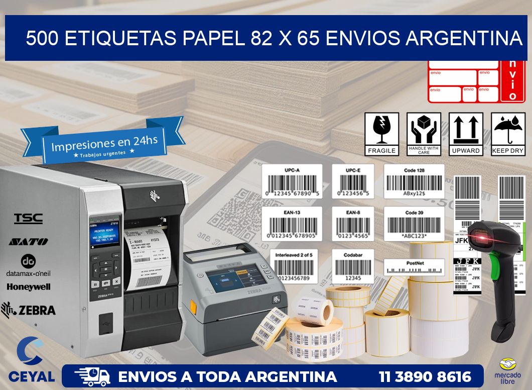 500 ETIQUETAS PAPEL 82 x 65 ENVIOS ARGENTINA