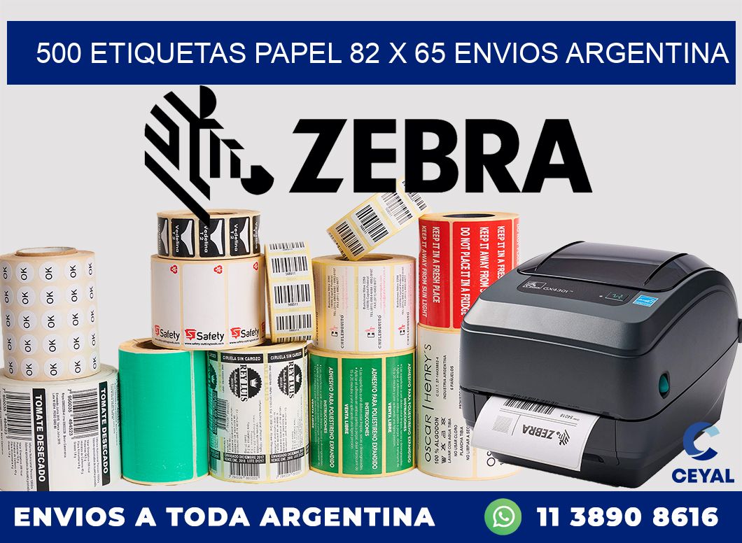 500 ETIQUETAS PAPEL 82 x 65 ENVIOS ARGENTINA