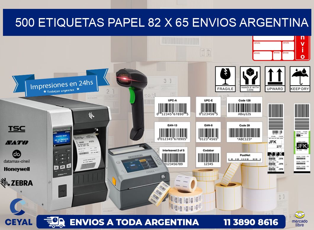 500 ETIQUETAS PAPEL 82 x 65 ENVIOS ARGENTINA