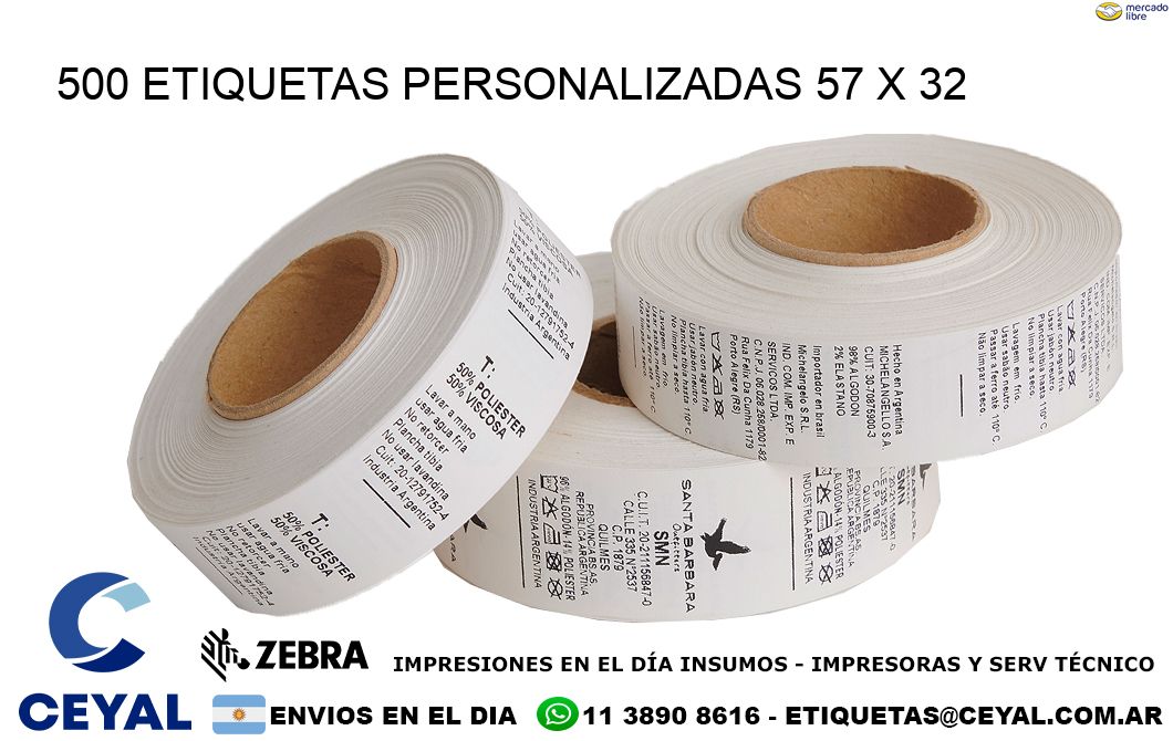 500 ETIQUETAS PERSONALIZADAS 57 x 32