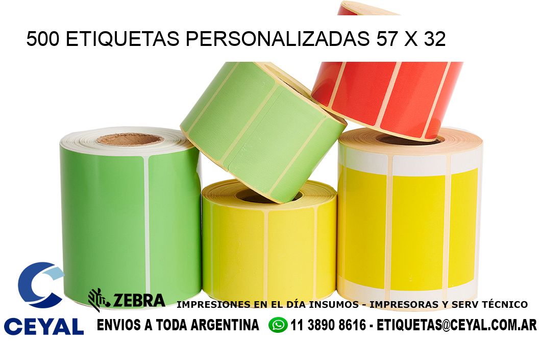 500 ETIQUETAS PERSONALIZADAS 57 x 32