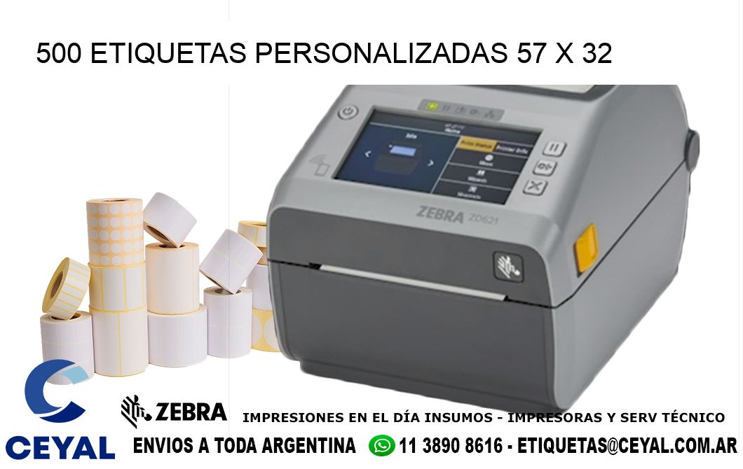 500 ETIQUETAS PERSONALIZADAS 57 x 32