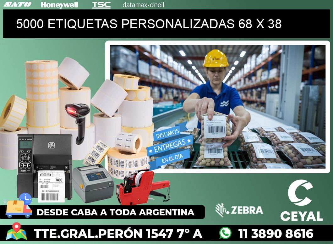 5000 ETIQUETAS PERSONALIZADAS 68 x 38