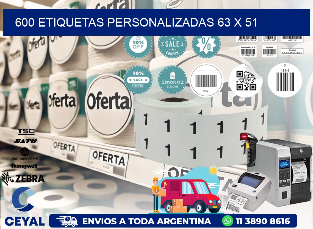 600 ETIQUETAS PERSONALIZADAS 63 x 51