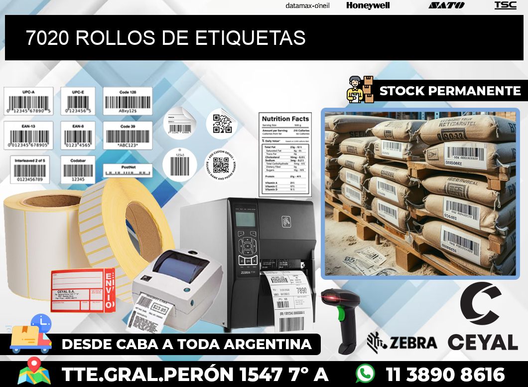 7020 ROLLOS DE ETIQUETAS