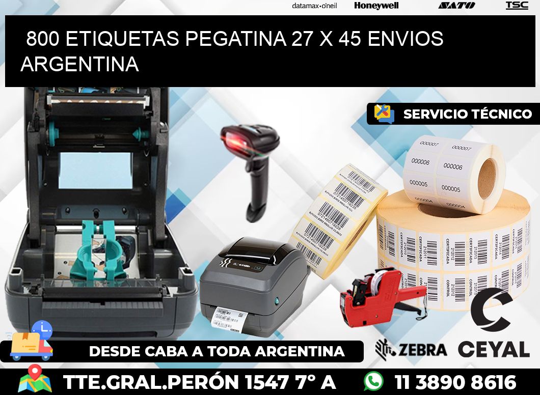 800 ETIQUETAS PEGATINA 27 x 45 ENVIOS ARGENTINA