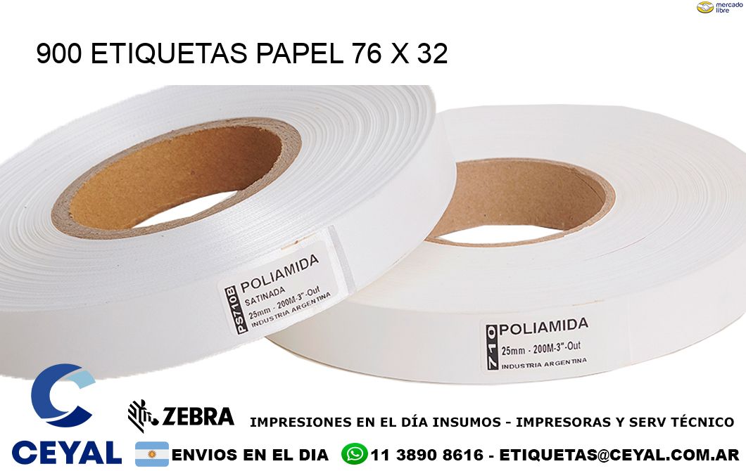 900 ETIQUETAS PAPEL 76 x 32