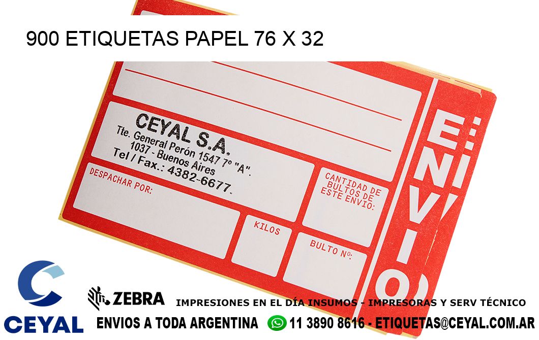 900 ETIQUETAS PAPEL 76 x 32