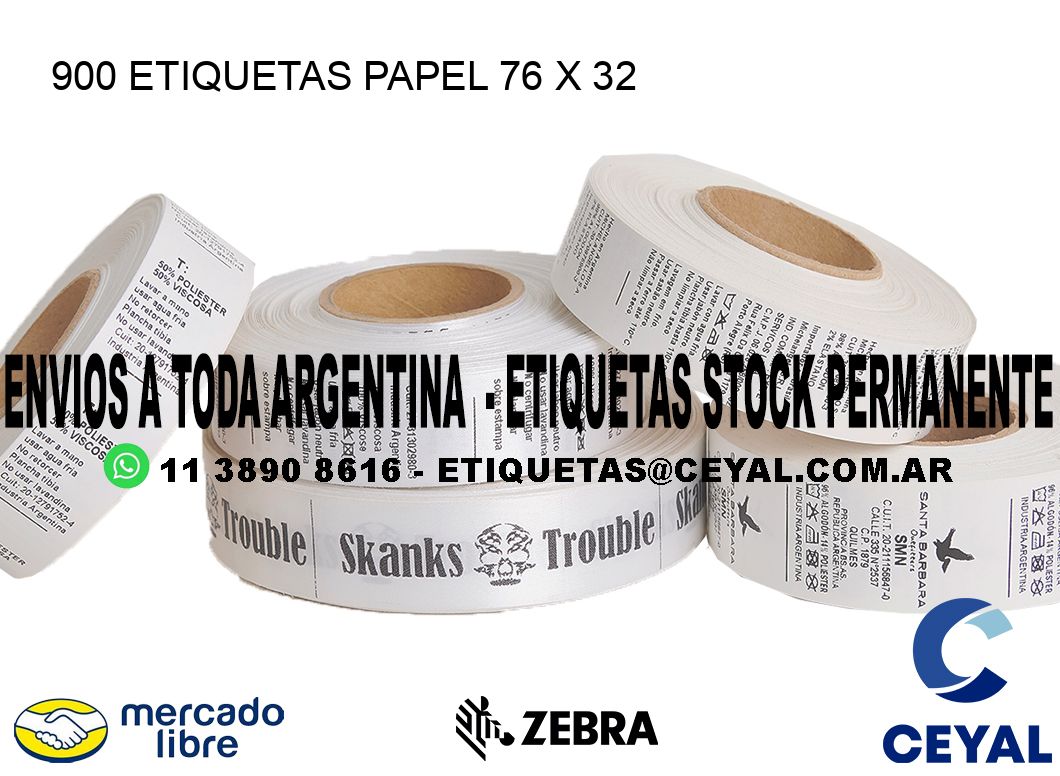 900 ETIQUETAS PAPEL 76 x 32