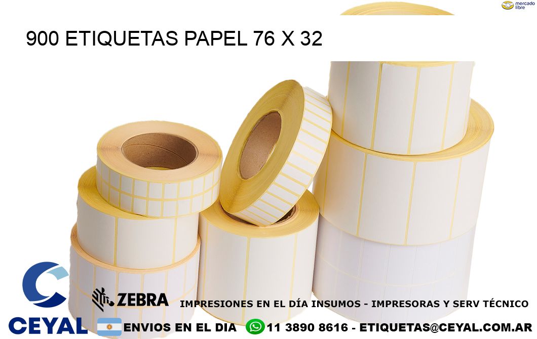 900 ETIQUETAS PAPEL 76 x 32