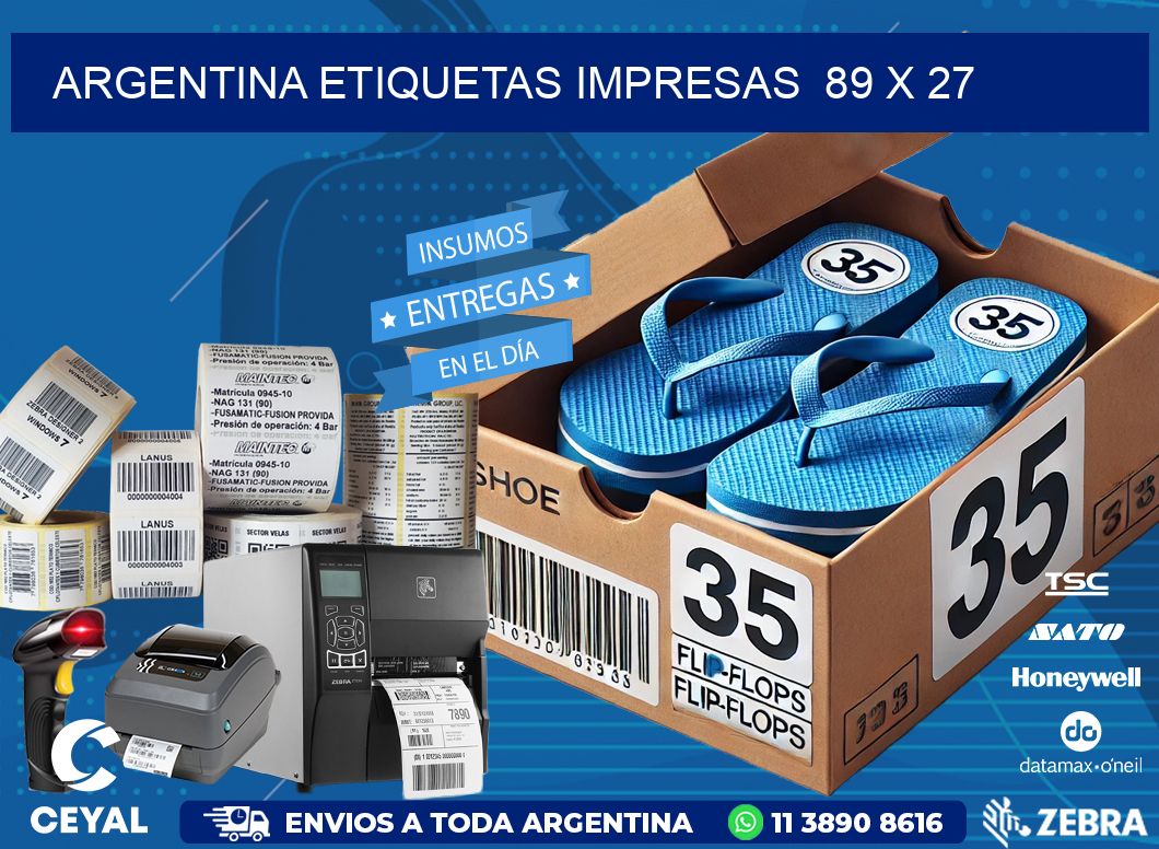 ARGENTINA ETIQUETAS IMPRESAS  89 x 27