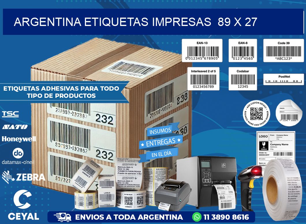 ARGENTINA ETIQUETAS IMPRESAS  89 x 27