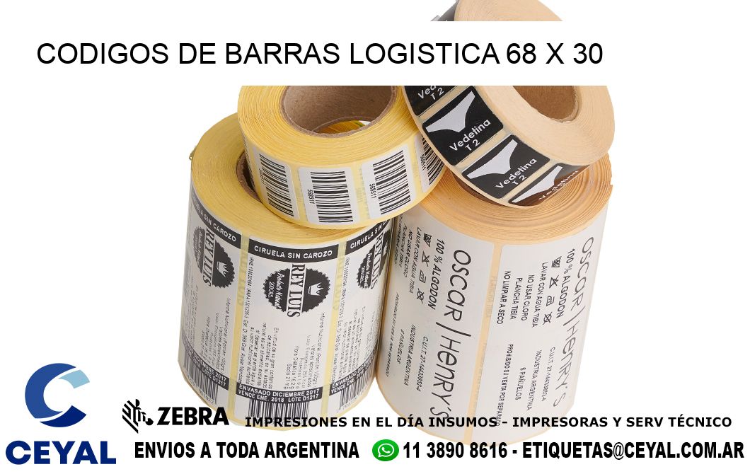 CODIGOS DE BARRAS LOGISTICA 68 x 30