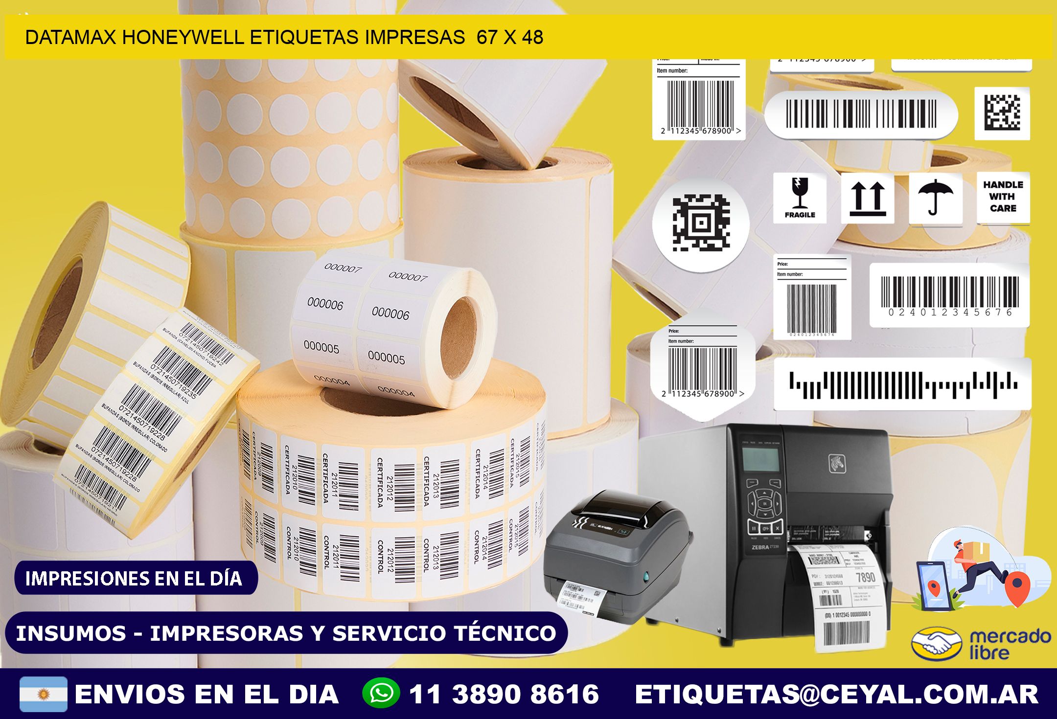 DATAMAX HONEYWELL ETIQUETAS IMPRESAS  67 x 48