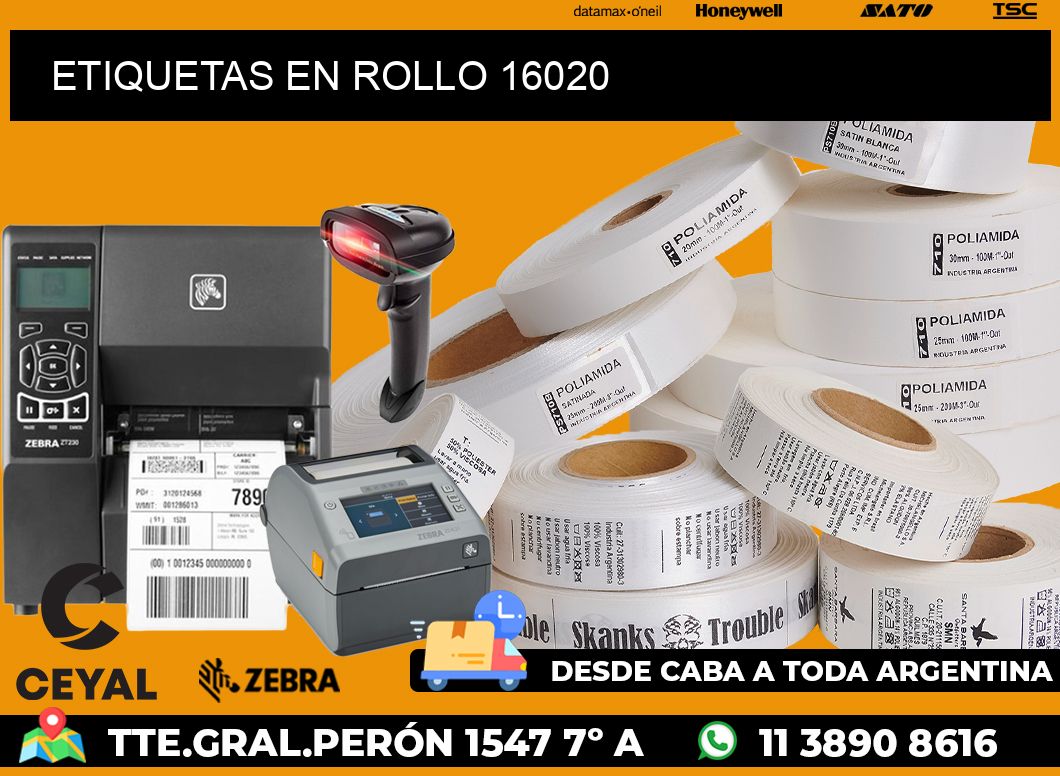 ETIQUETAS EN ROLLO 16020