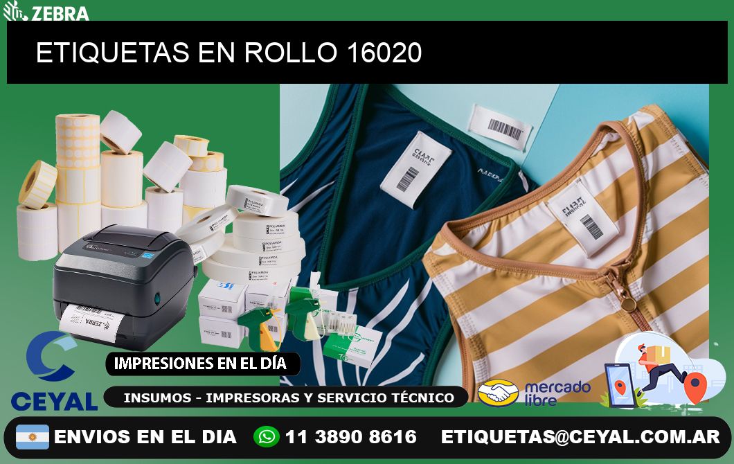 ETIQUETAS EN ROLLO 16020