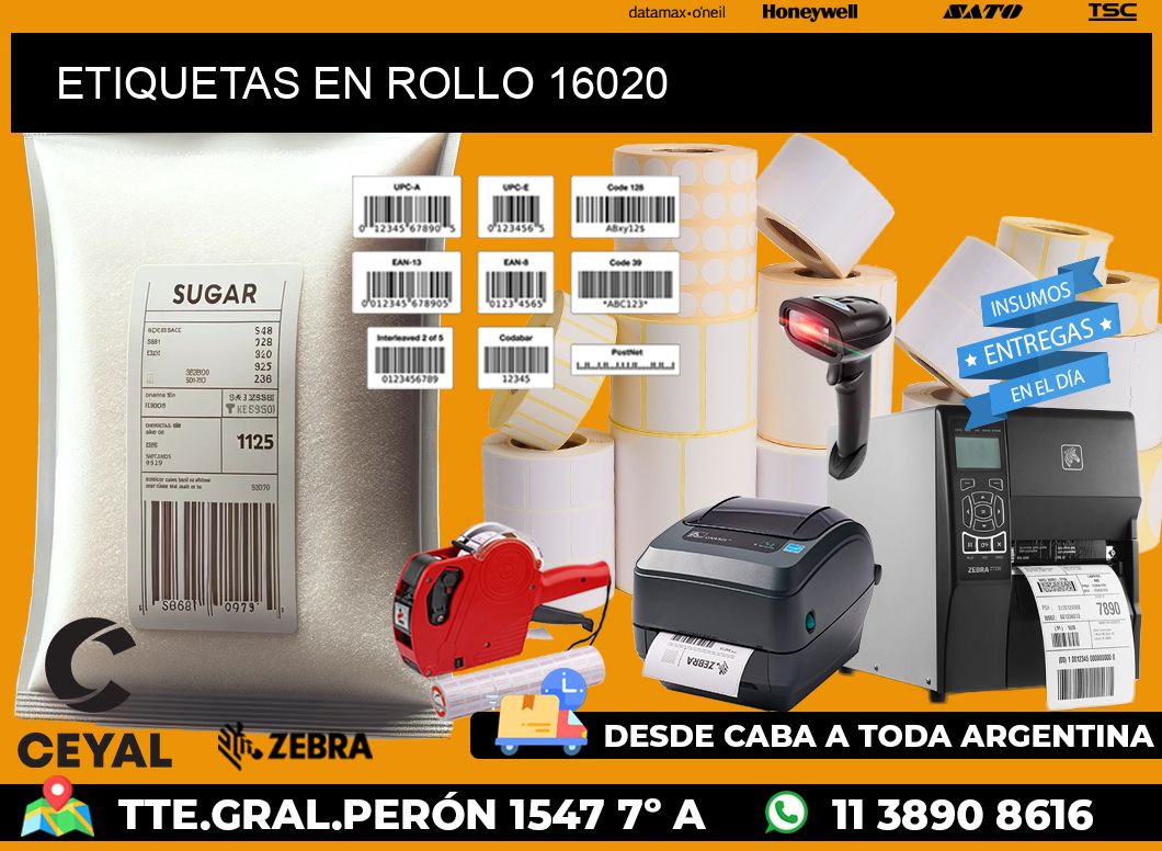 ETIQUETAS EN ROLLO 16020