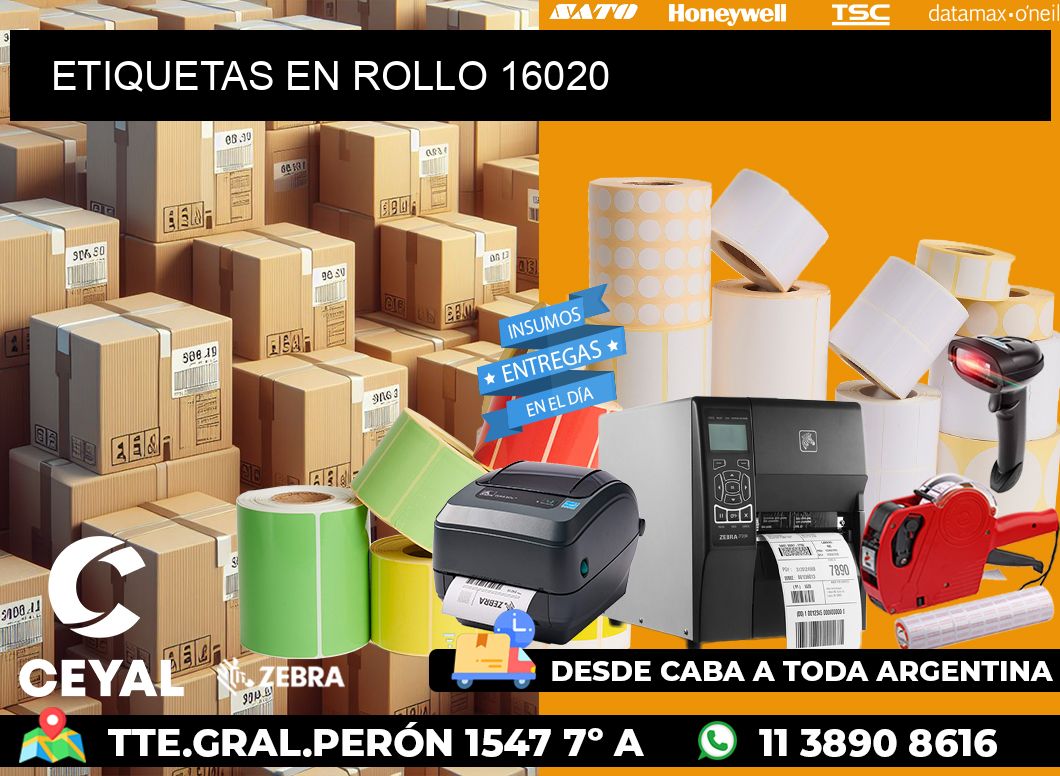 ETIQUETAS EN ROLLO 16020