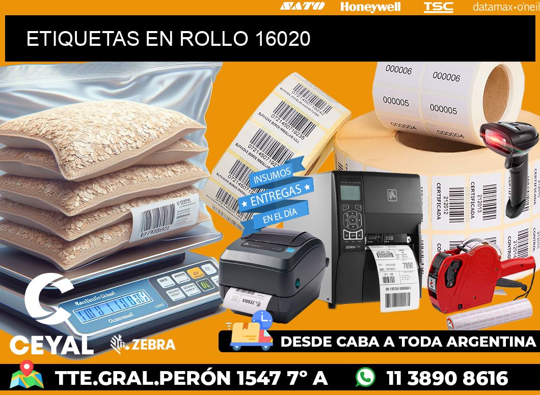 ETIQUETAS EN ROLLO 16020