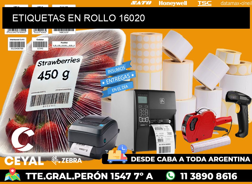 ETIQUETAS EN ROLLO 16020