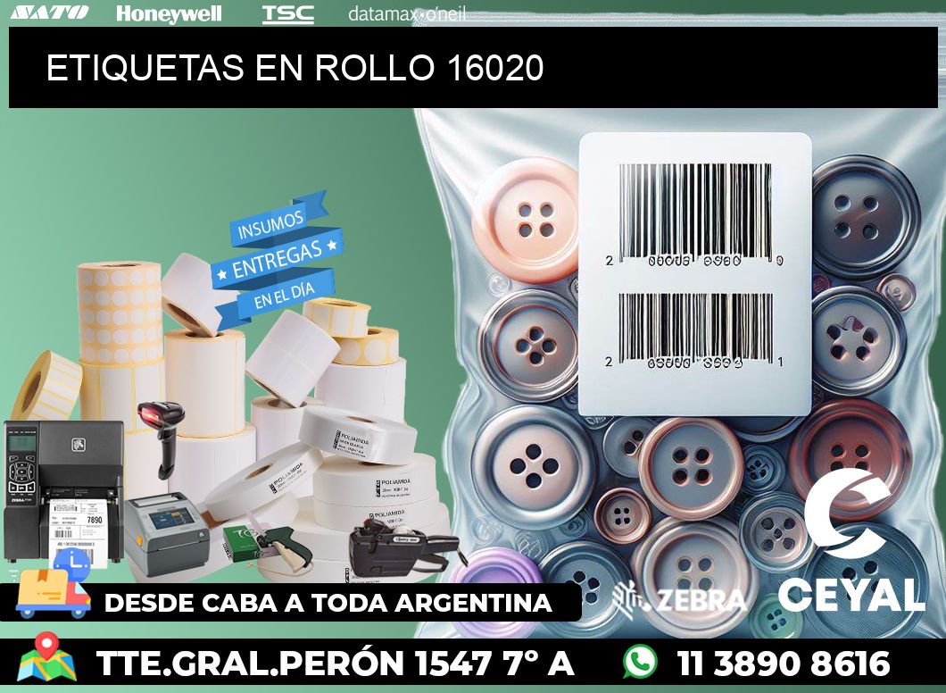 ETIQUETAS EN ROLLO 16020