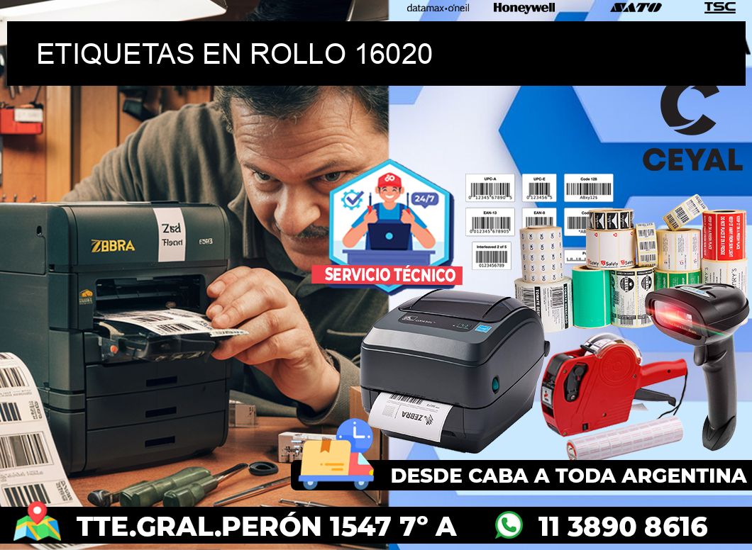 ETIQUETAS EN ROLLO 16020