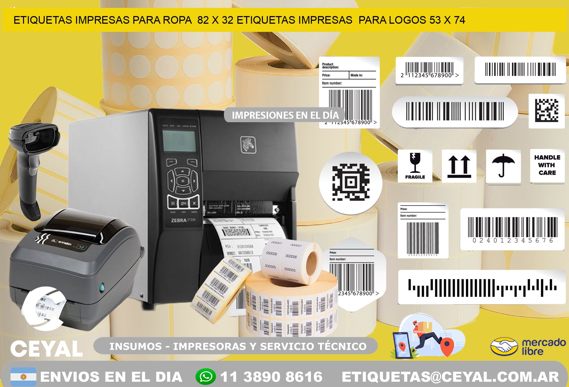 ETIQUETAS IMPRESAS PARA ROPA  82 x 32 ETIQUETAS IMPRESAS  PARA LOGOS 53 x 74