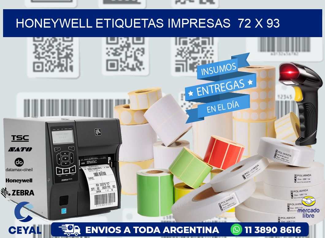 HONEYWELL ETIQUETAS IMPRESAS  72 x 93