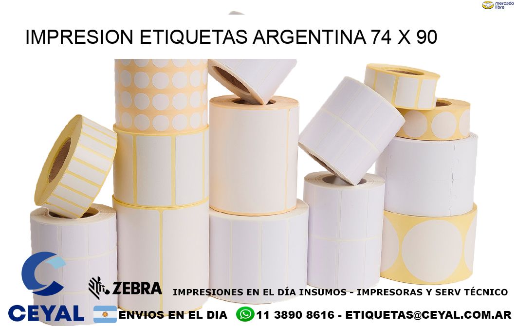 IMPRESION ETIQUETAS ARGENTINA 74 x 90