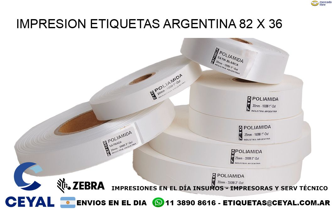 IMPRESION ETIQUETAS ARGENTINA 82 x 36