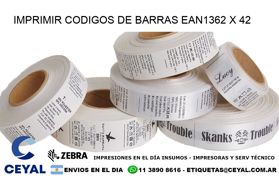 IMPRIMIR CODIGOS DE BARRAS EAN1362 x 42