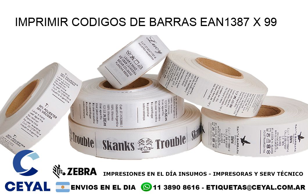 IMPRIMIR CODIGOS DE BARRAS EAN1387 x 99