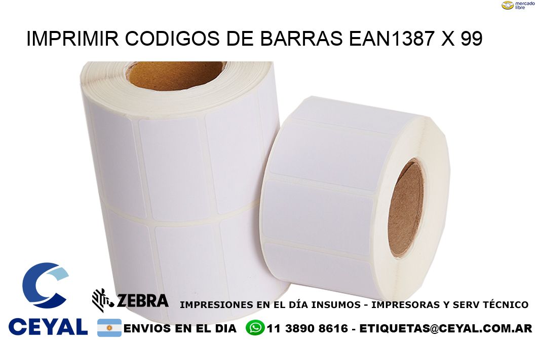 IMPRIMIR CODIGOS DE BARRAS EAN1387 x 99