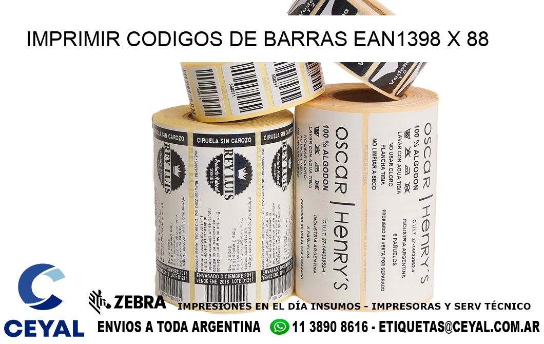 IMPRIMIR CODIGOS DE BARRAS EAN1398 x 88