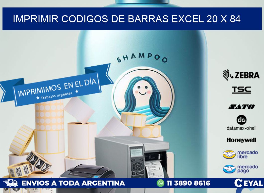 IMPRIMIR CODIGOS DE BARRAS EXCEL 20 x 84