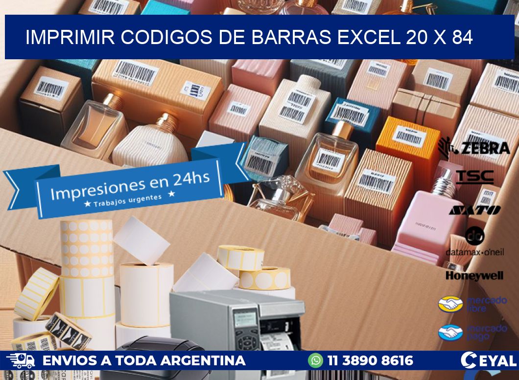 IMPRIMIR CODIGOS DE BARRAS EXCEL 20 x 84