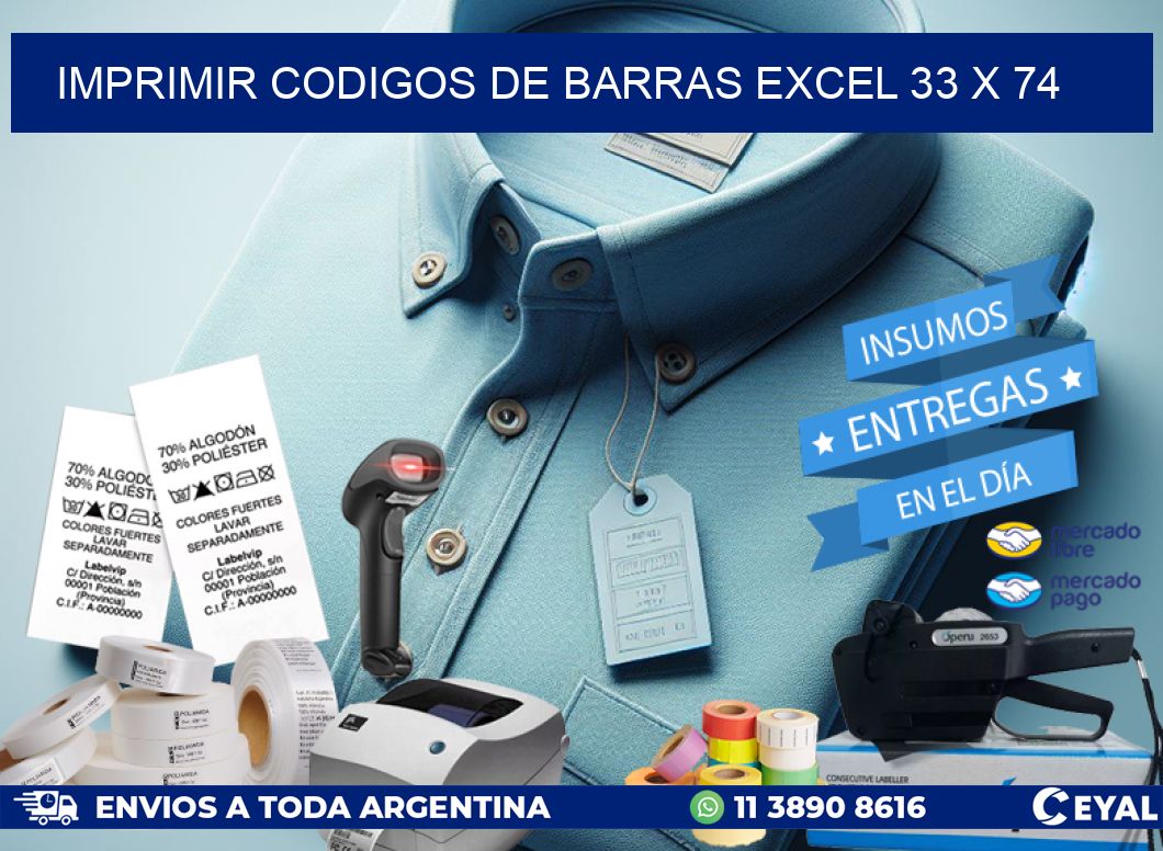 IMPRIMIR CODIGOS DE BARRAS EXCEL 33 x 74