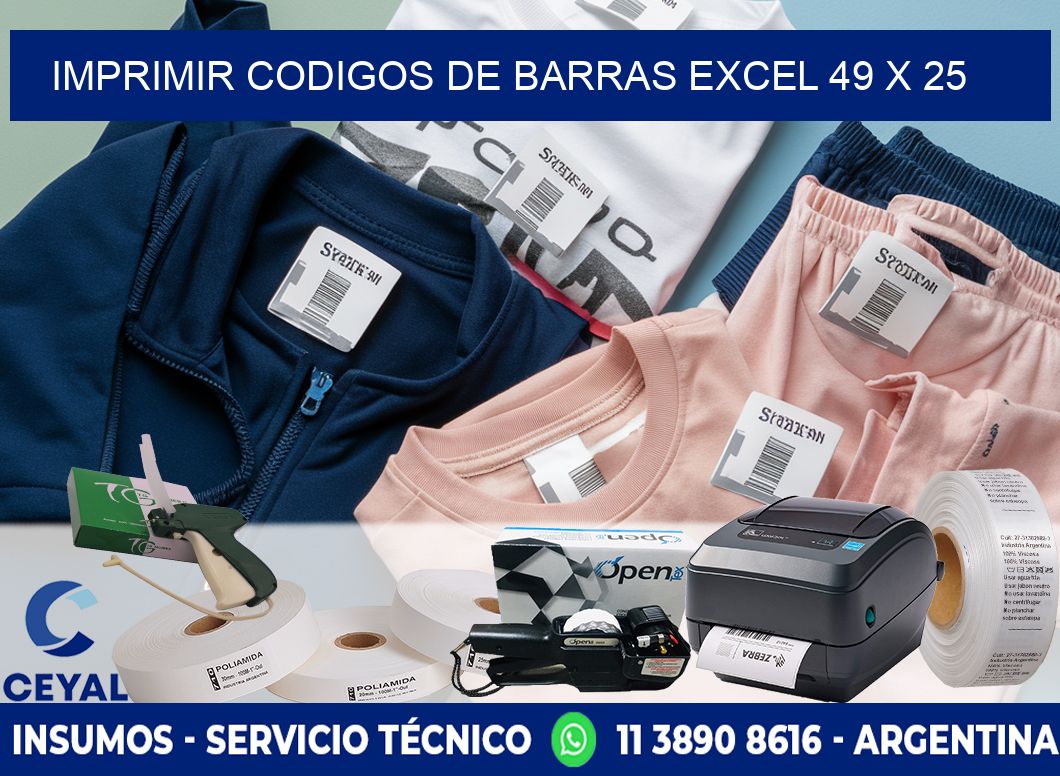 IMPRIMIR CODIGOS DE BARRAS EXCEL 49 x 25