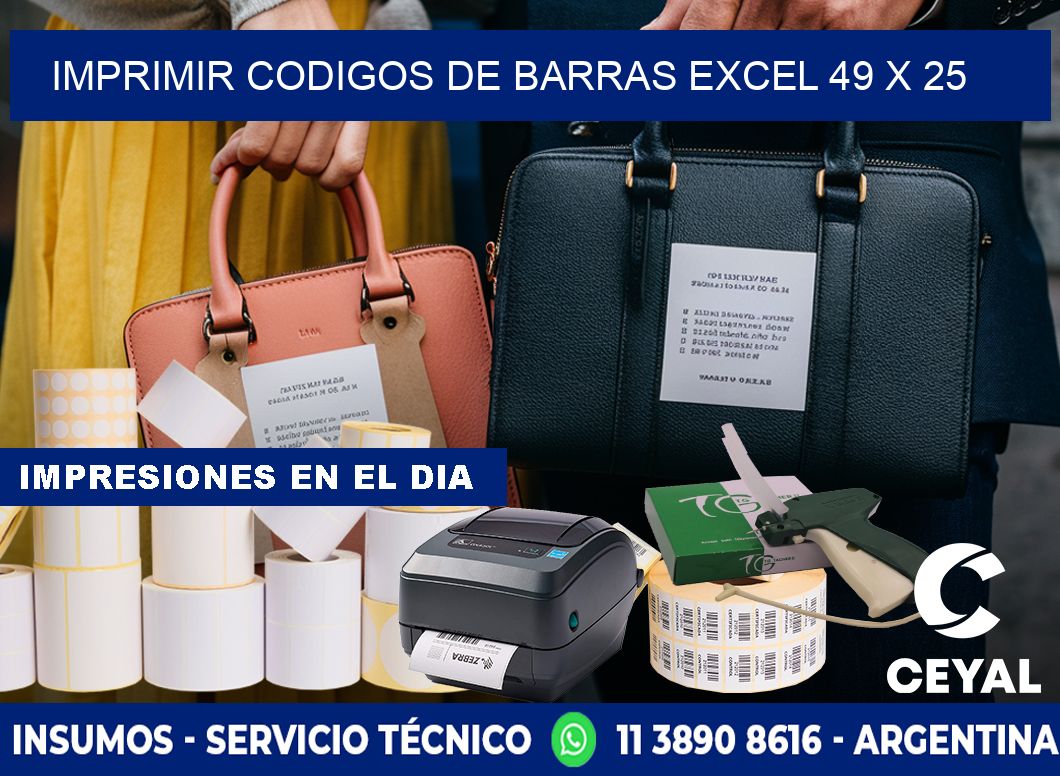 IMPRIMIR CODIGOS DE BARRAS EXCEL 49 x 25